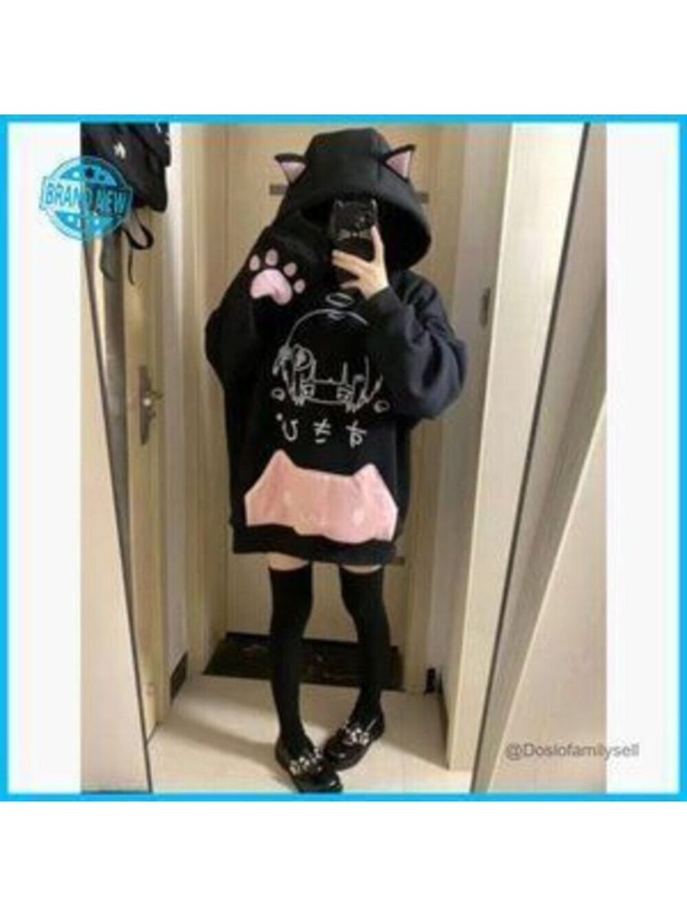 Y2K Harajuku Anime Cat Ear Hoodie Oversized Preppy Streetwear Kawaii Sweatshirt - Picture 3 of 5